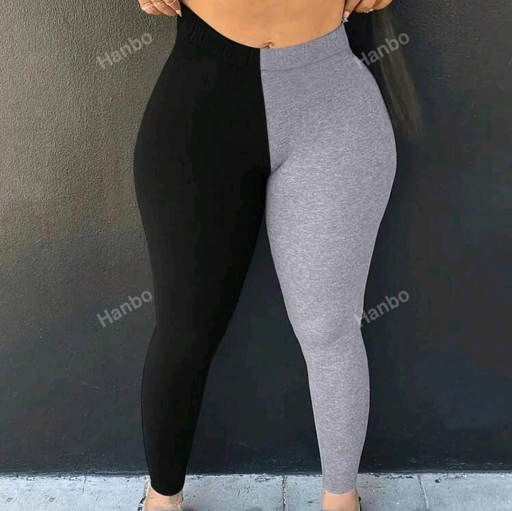 Plus Size Women's Minimalist ContrastColor Casual Leggings